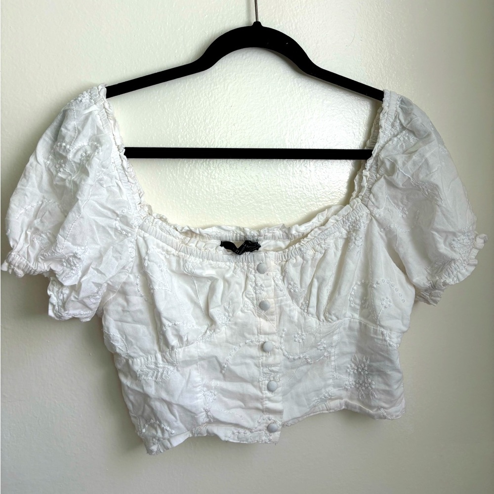 Crop top off the shoulder button up blouse